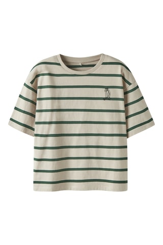 Biologisch Katoenen T-shirt - Ecru en Groen - Name it Kids