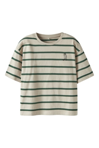 Biologisch Katoenen T-shirt - Ecru en Groen - Name it Kids