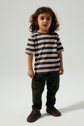 T-shirt - Donkerblauw en Beige - Name it Kids