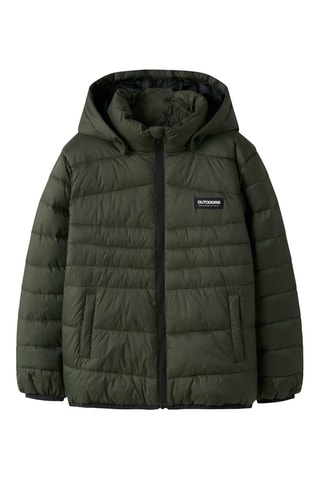 Gewatteerde jas met capuchon - Kaki - Name It Kids