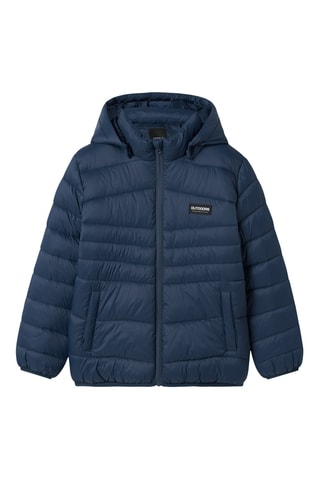 Gewatteerde jas met capuchon - Marineblauw - Name It Kids