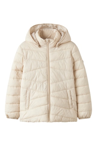 Gewatteerde jas met capuchon - Beige - Name It Kids