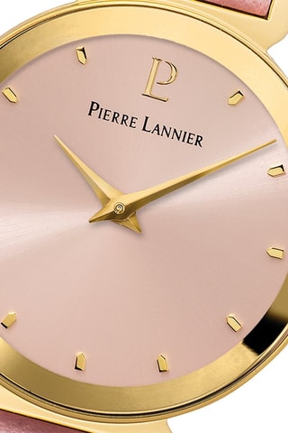 Montre à quartz en cuir Ligne Pure - Rose clair et doré
