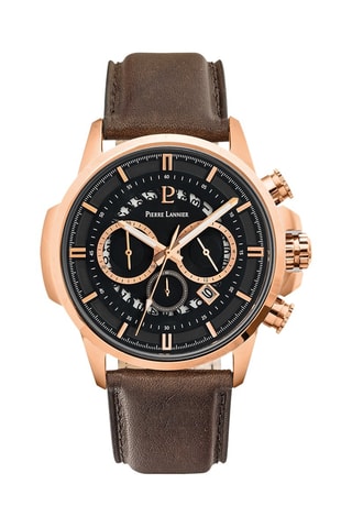 Montre à quartz en cuir Sentinelle - Chronographe - Marron et doré rose
