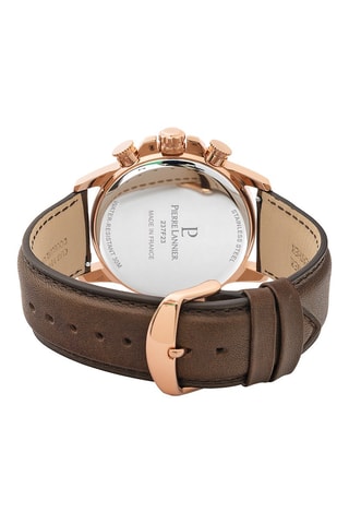 Montre à quartz en cuir Sentinelle - Chronographe - Marron et doré rose