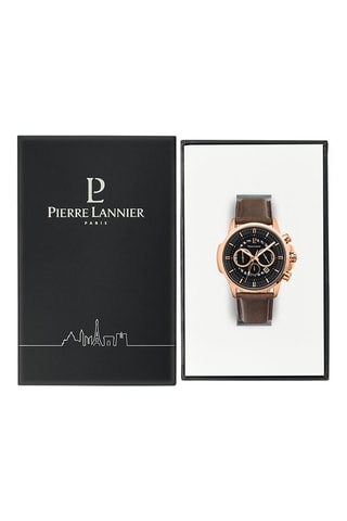 Montre à quartz en cuir Sentinelle - Chronographe - Marron et doré rose