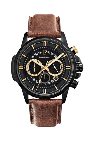 Montre à quartz en cuir Sentinelle - Chronographe - Marron et noir