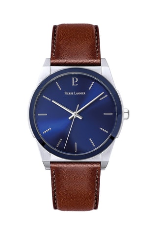 Montre à quartz en cuir Candide - Marron et argenté