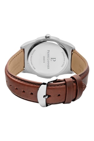 Montre à quartz en cuir Candide - Marron et argenté
