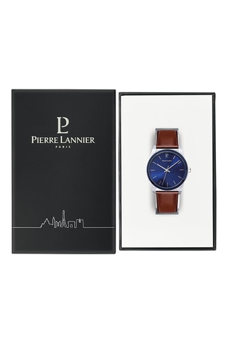 Montre à quartz en cuir Candide - Marron et argenté