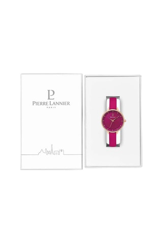 Montre à quartz en cuir Délice -  Framboise et doré rose