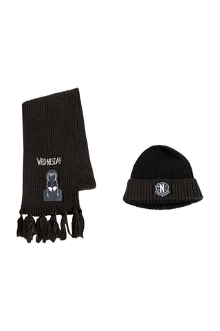 Bonnet et écharpe Mercredi Addams La Famille Addams - Noir