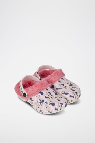Sabots 2 en 1 en fourrure de mouton Minnie Disney - Rose