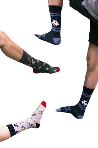 3 paires de chaussettes Mickey Disney - Gris, bleu et rouge