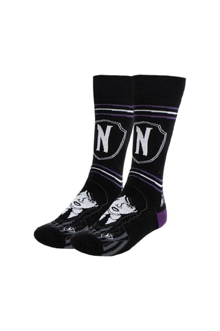 3 paires de chaussettes Mercredi Addams La Famille Addams - Noir et violet
