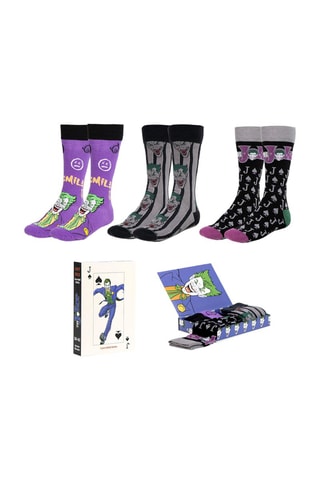3 paires de chaussettes Joker Batman La Ligue des Justiciers DC Comics - Violet et gris