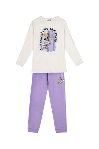T-shirt et jogging polaire Looney Tunes - Beige et mauve