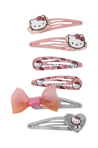 6 barrettes clic-clac Hello Kitty - Rose