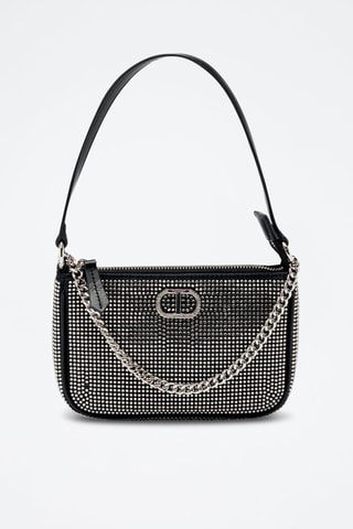 Mini sac porté épaule - Argenté et noir