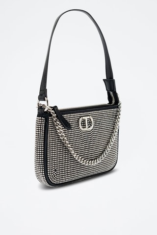 Mini sac porté épaule - Argenté et noir