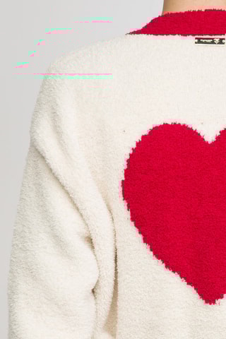 Gilet long - Ecru et rouge