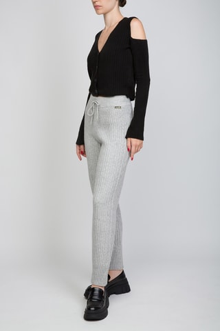 Pantalon taille haute - Gris chiné