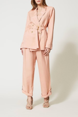 Pantalon wide legs en lin - Rose