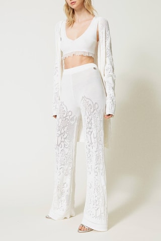 Pantalon palazzo taille haute - Blanc