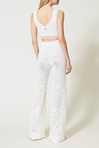 Pantalon palazzo taille haute - Blanc