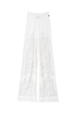 Pantalon palazzo taille haute - Blanc