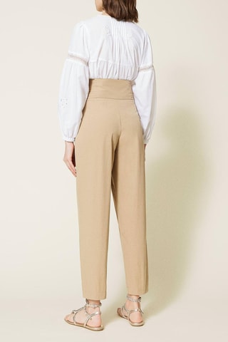 Pantalon droit taille haute Beige