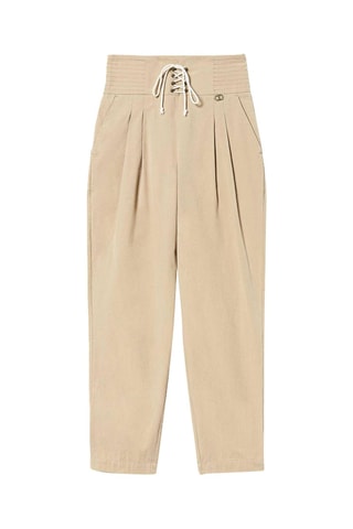 Pantalon droit taille haute Beige