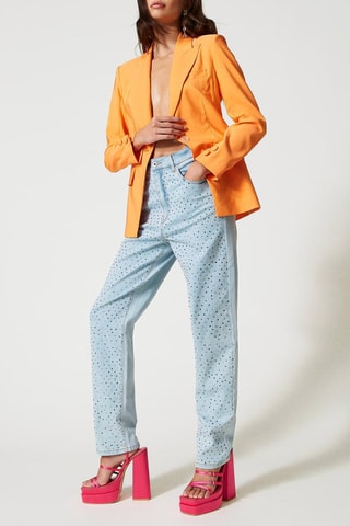 Jean boyfriend taille haute - Bleu