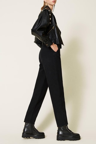 Jean droit taille haute Noir