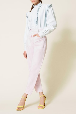 Jean boyfriend taille haute Mauve