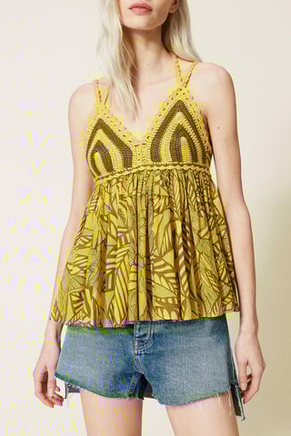 Top bi-matière Jaune