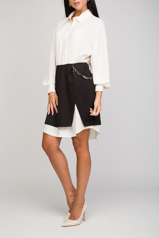 Robe trompe-l’œil - Ecru et noir