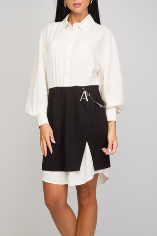 Robe trompe-l’œil - Ecru et noir