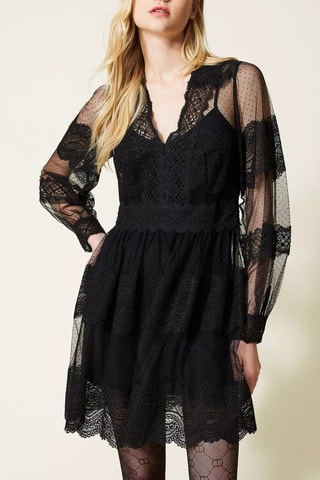 Robe patineuse bi-matière - Noir