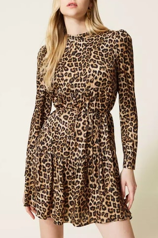 Robe trapèze - Beige et noir