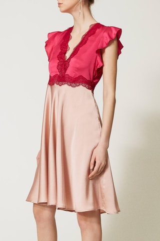 Robe trompe-l'œil - Fuchsia et beige