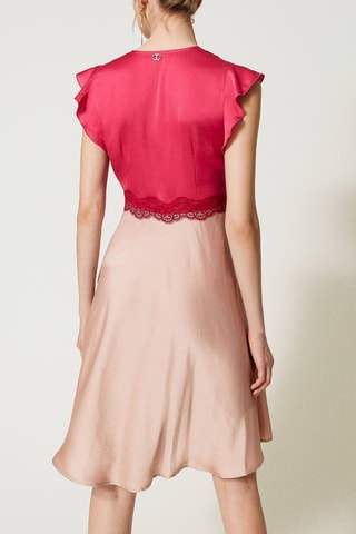 Robe trompe-l'œil - Fuchsia et beige