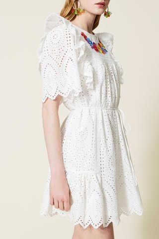 Robe patineuse en broderie anglaise Blanc