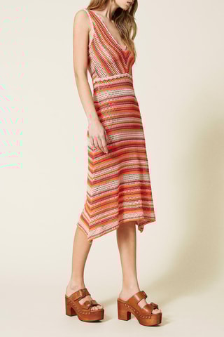 Robe midi en crochet Rouge