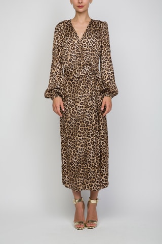 Robe portefeuille - Beige et noir