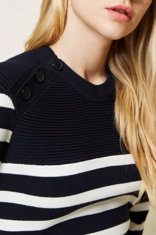 Robe pull - Bleu marine et blanc