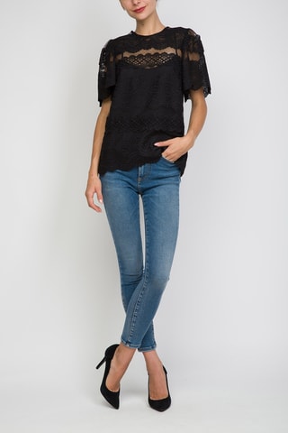 Blouse bi-matière - Noir