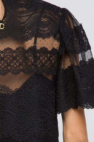 Blouse bi-matière - Noir