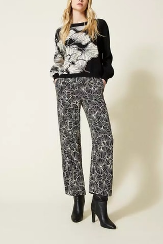 Pantalon taille haute - Noir et écru