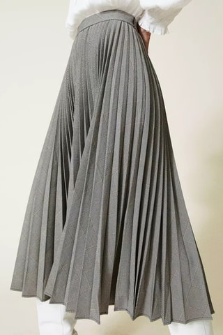 Jupe plissée taille haute - Gris clair